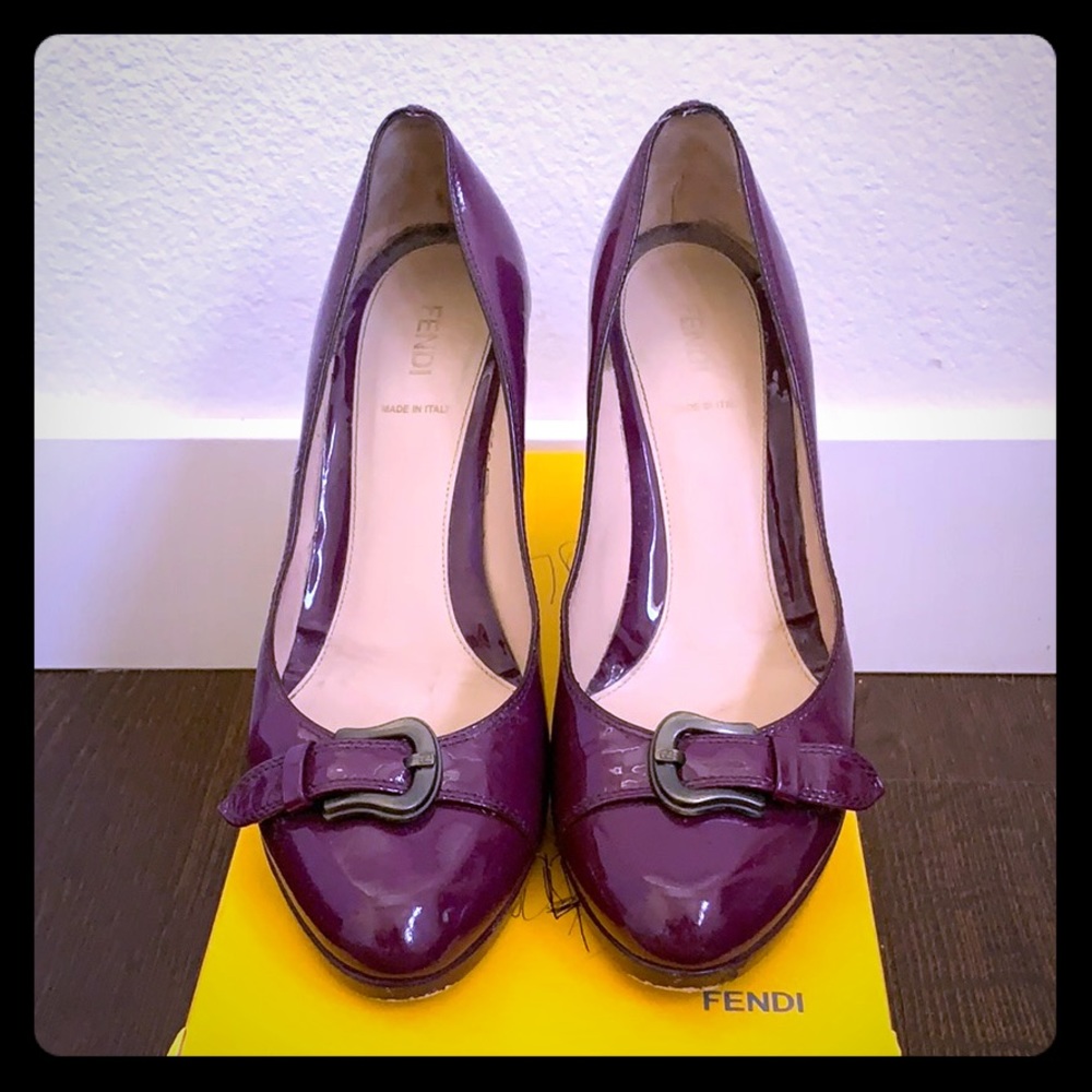 Eggplant patent Fendi heels size 40 1/2